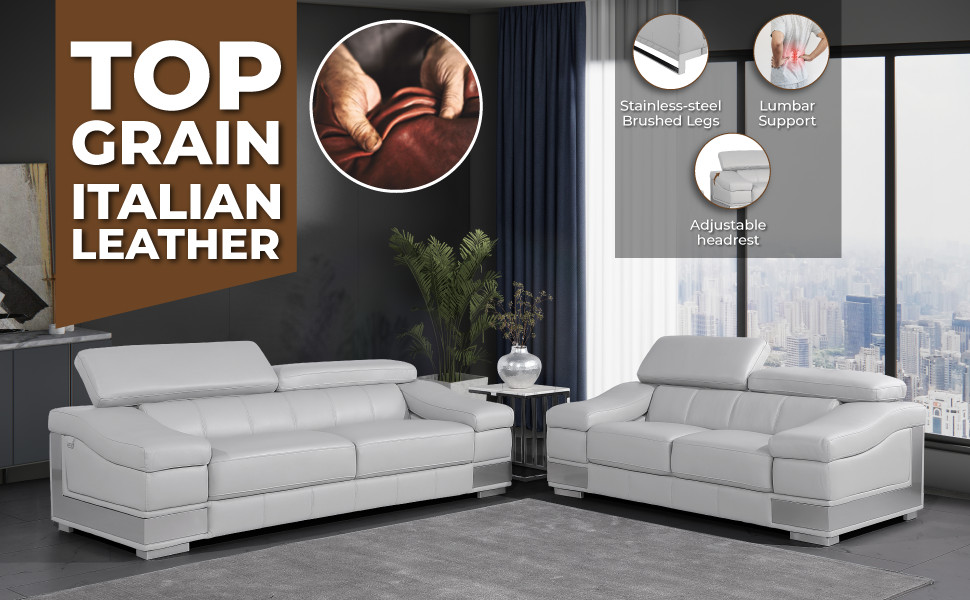 Milan Contemporary Genuine Italian Leather 3 Piece Set   Contemporary   Living Room Furniture Sets   by Luxuriant Furniture  Houzz