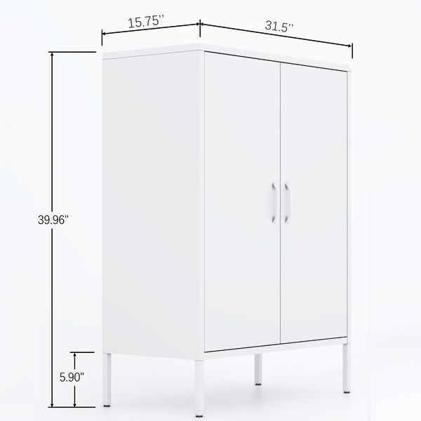 Metal Storage Locker Cabinet， Adjustable Shelves Free Standing Sideboard Steel Cabinets