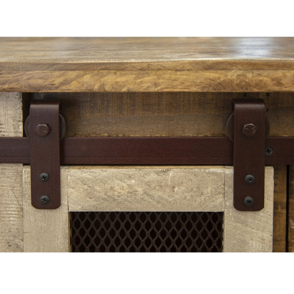 Crafters and Weavers Bayshore Sliding Door 4 Drawer Console Table   Farmhouse   Console Tables   by Crafters and Weavers  Houzz