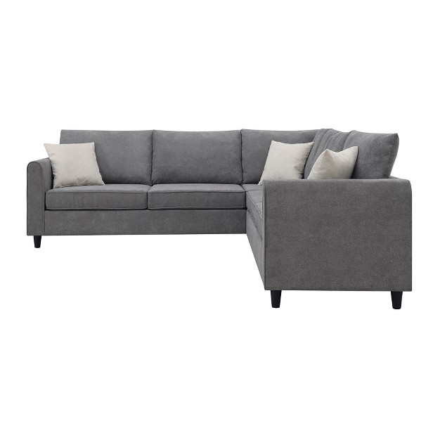 Modern Upholstered Living Room Sectional Sofa With 3 Pillows Gray Modernluxe