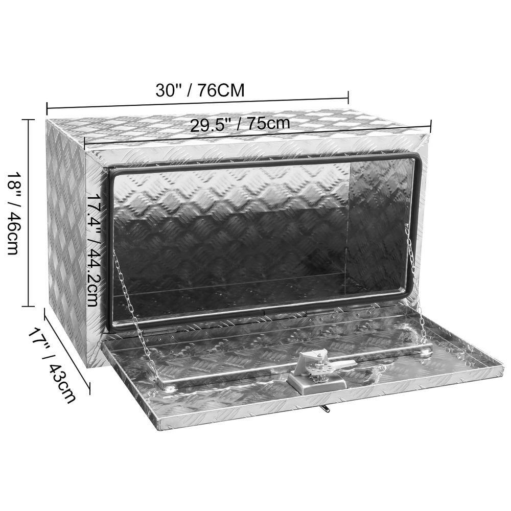 VEVOR 30 in. x 17 in. x 18 in. Underbody Truck Tool Box Aluminum Pickup Storage Box with Lock Keys Latch for Truck Van Trailer CDK301718INCHDKRDV0