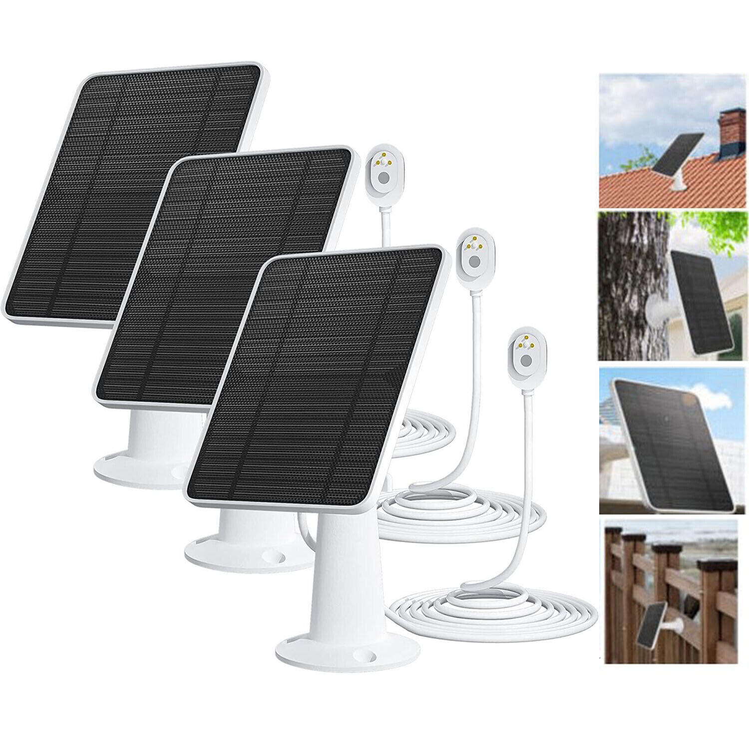 3Pack Solar Panel Charger for arlo Arlo Ultra/Ultra 2/Pro 3/Pro 4/Pro 3 Floodlight Security Camera, 5V 4W Solar Panels Charging IP65 Weatherproof with 9.8ft Charging Cable Adjustable Wall Mount