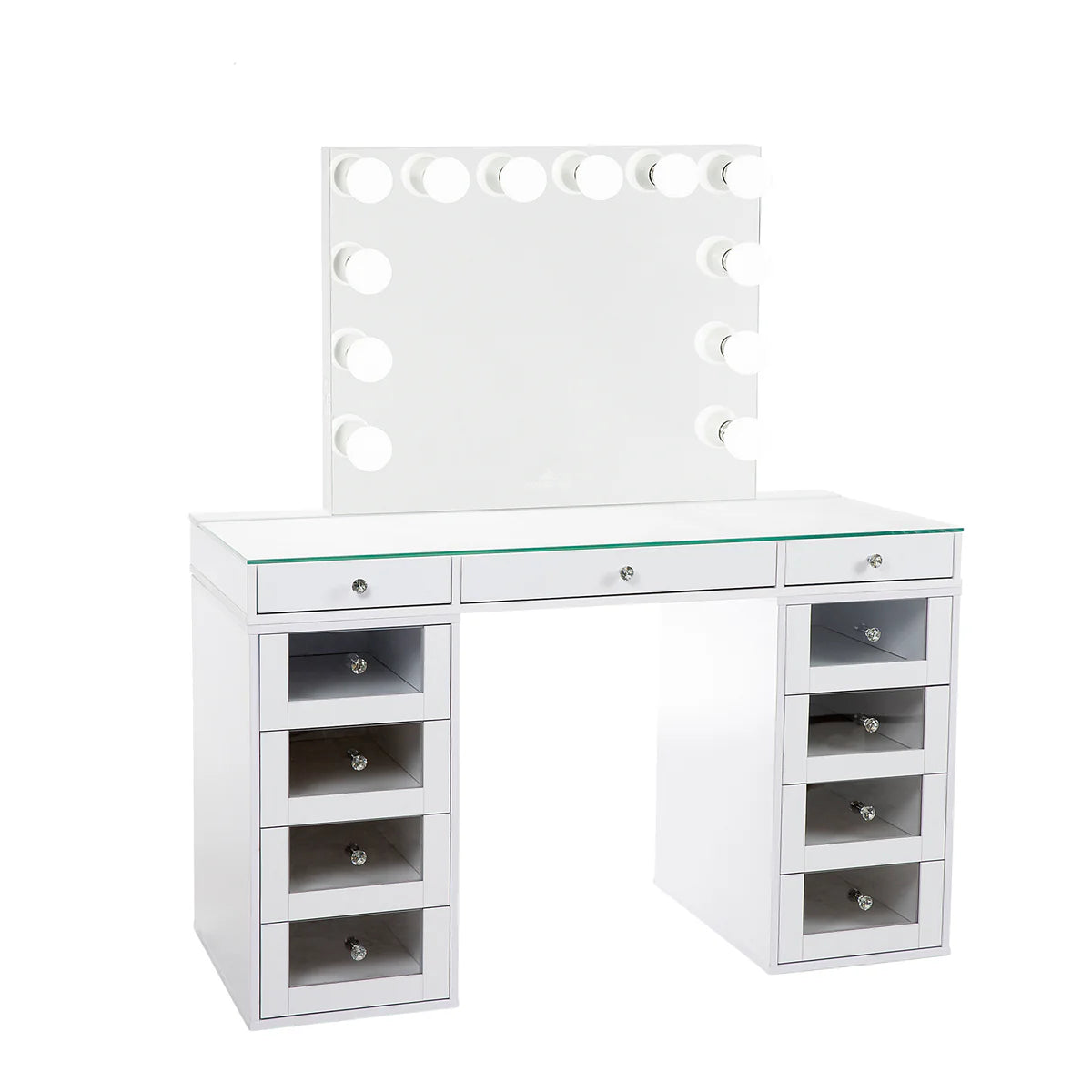 IVFT-SLAYPLUV24DR-WHT-N | SlayStation® Plus 2.0 Tabletop + Vanity Mirror + 4 Drawer Units Bundle