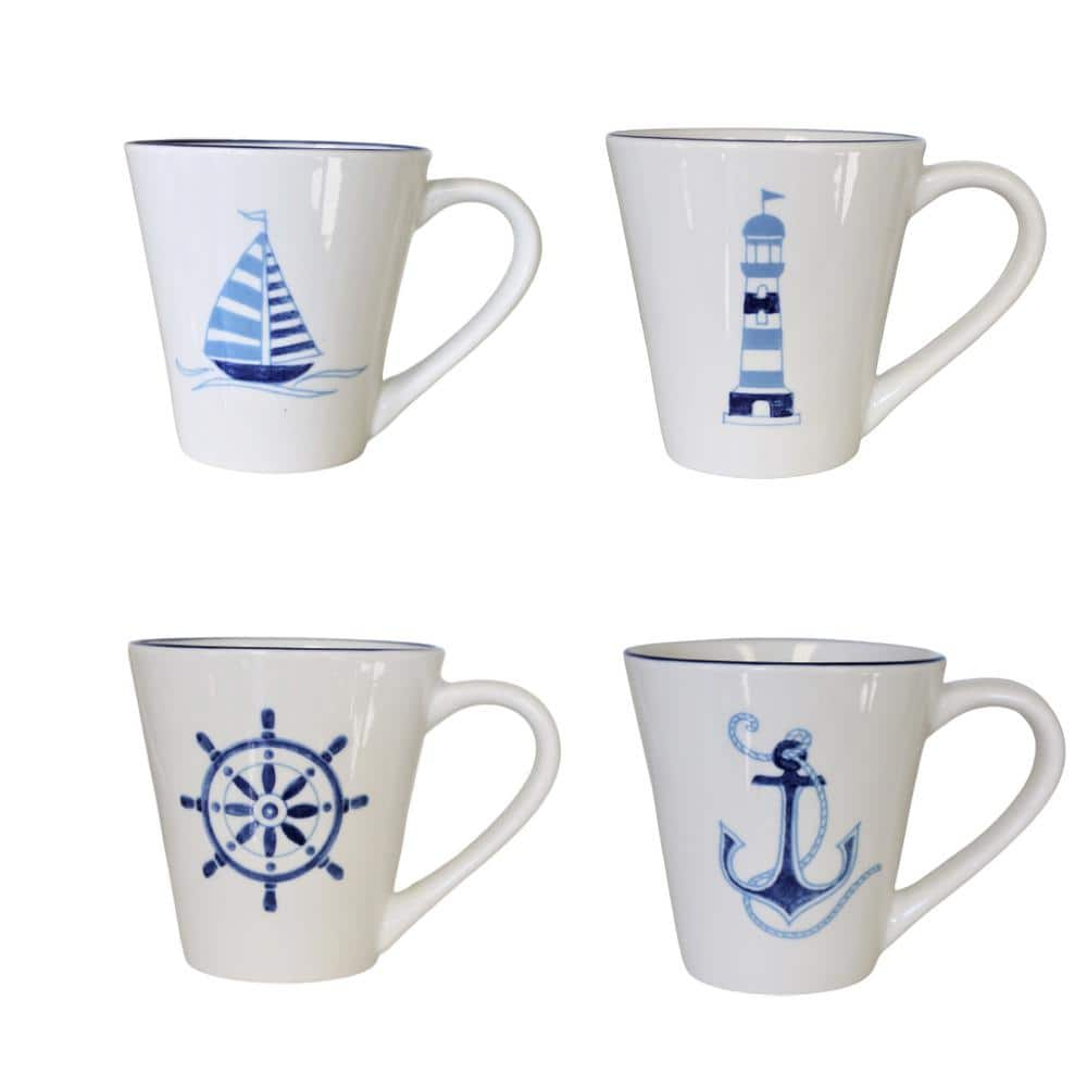 Euro Ceramica Ahoy 4-PieceAssorted Mug Set AHO-86728M