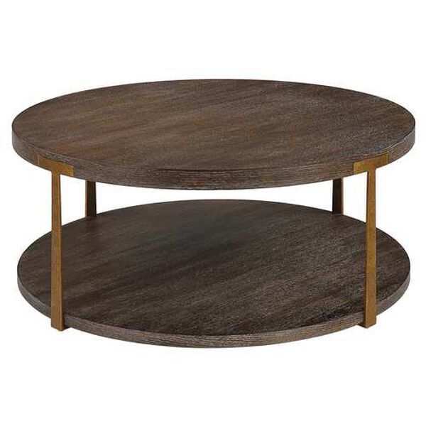 Palisade Rich Coffee and Natural Round Wood Coffee Table