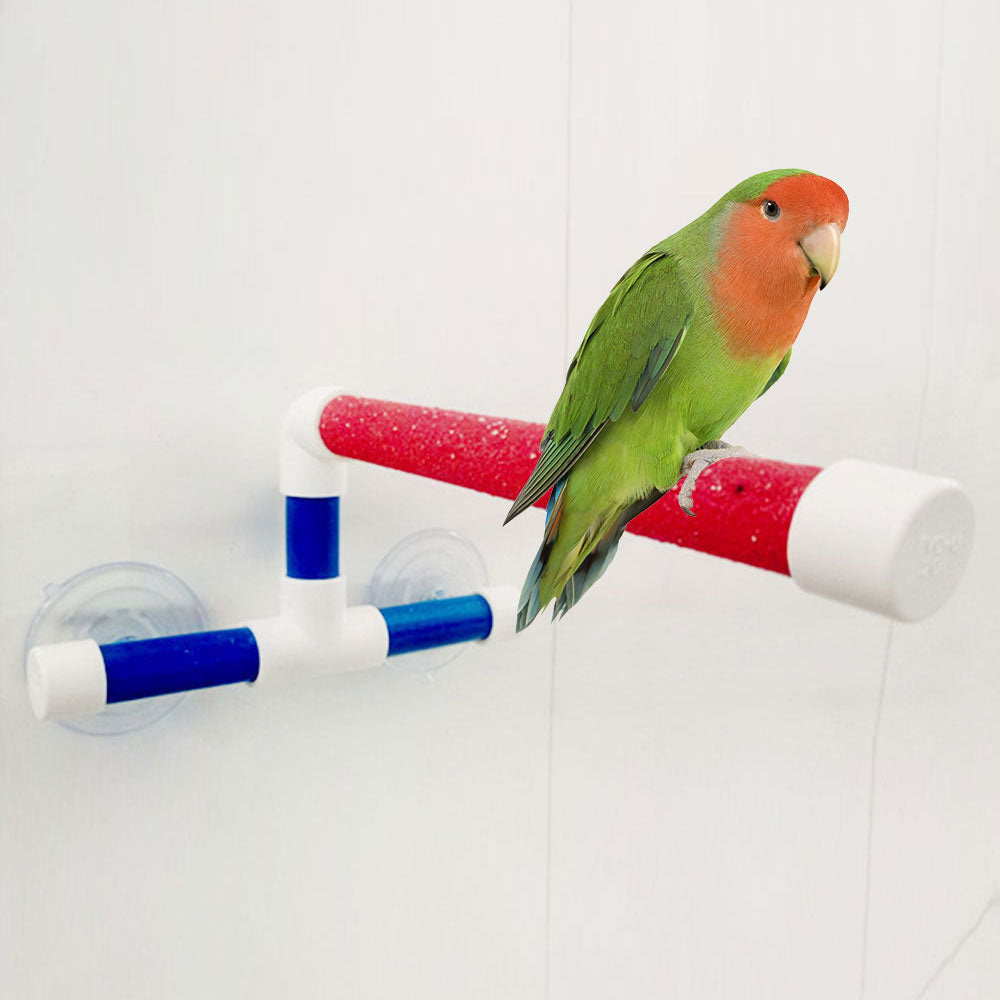 Suction Cups Pet Birds Parrots Bath Shower Standing Bar Paw Grinding Stand Station Funny Perches Toy for Budgies Canaries Lovebirds