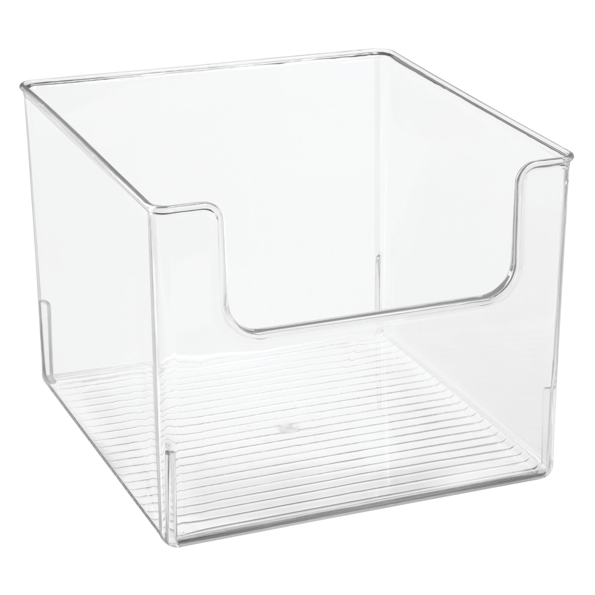 mDesign Plastic Open Front Bathroom Storage Organizer Basket Bin - for Cabinets， Shelves， Countertops， Bedroom， Kitchen， Laundry Room， Closet， Garage - 4 Pack - Clear