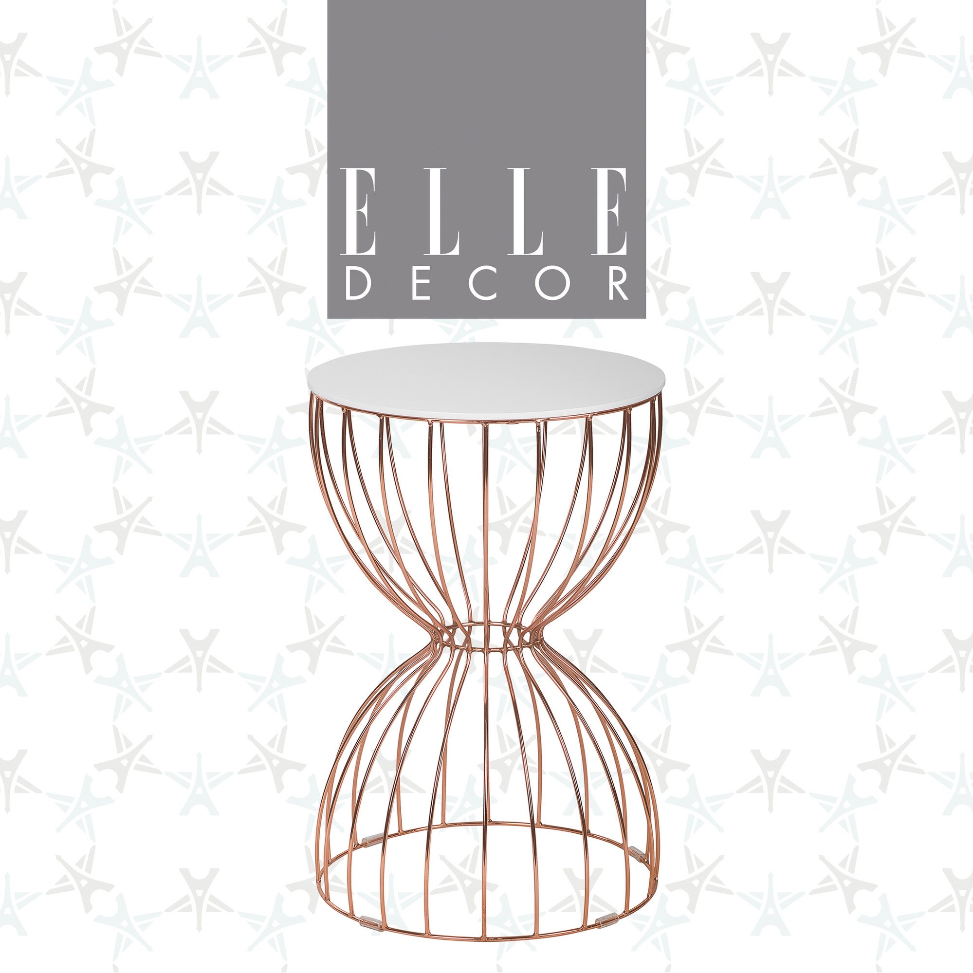 Elle Decor Cami Round Metal Side Table， Hourglass Shape， 15