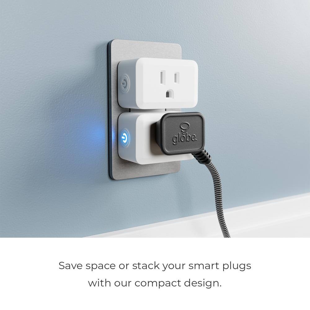 Globe Electric 15 Amp Wi-Fi Smart Adapter Plug Mini No Hub Required 1 Grounded Outlet White (1-Pack) 50329-U