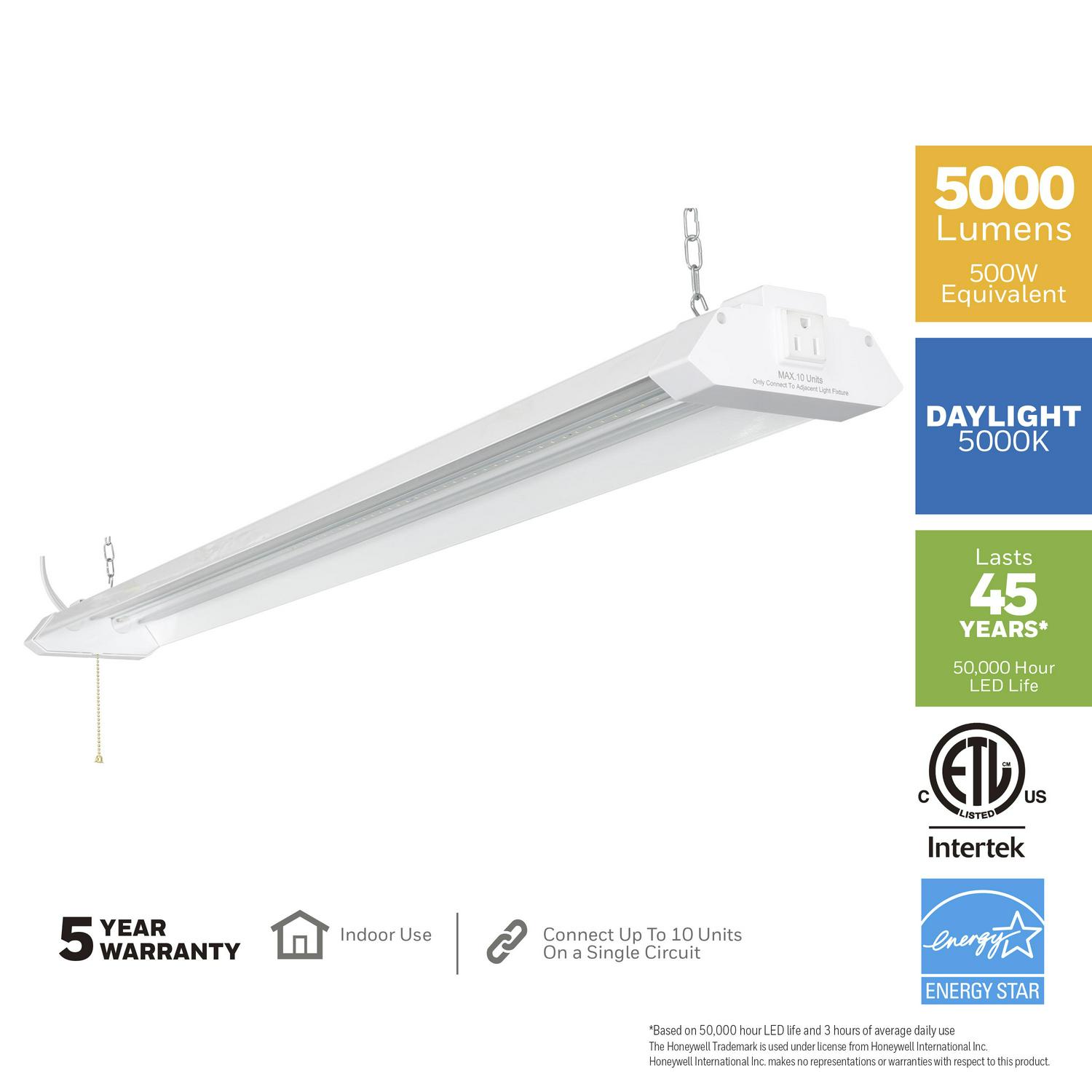 Honeywell 5000 Lumen Aluminum LED 4-ft. Shop Light (2-Pack)