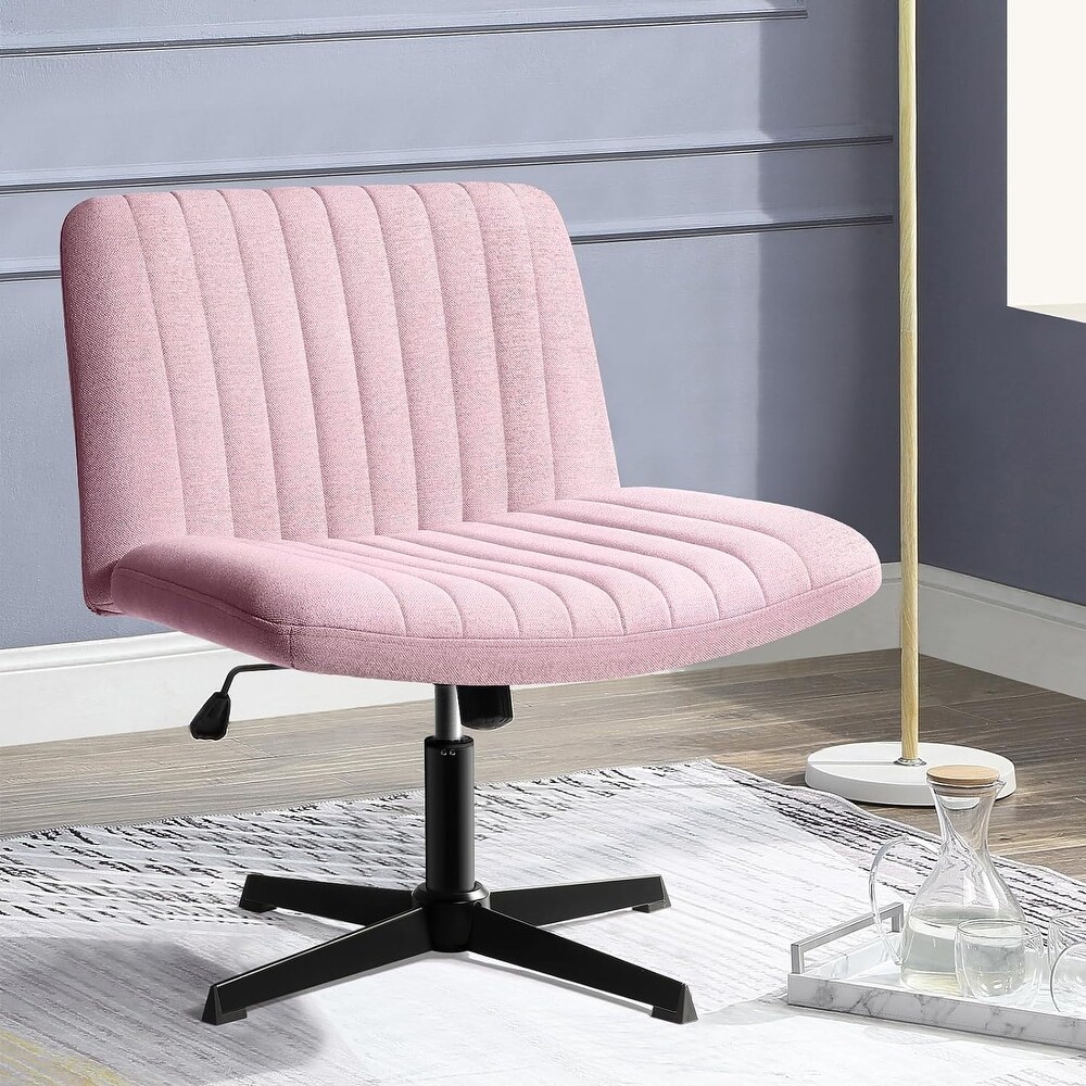 BOSSIN Armless Office Desk Chair No Wheels Fabric Padded Modern Swivel Vanity Chair