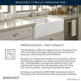 SINKOLOGY Bradstreet II 30 in. Farmhouse Single Bowl Crisp White Fireclay Kitchen Sink SK499-30FC