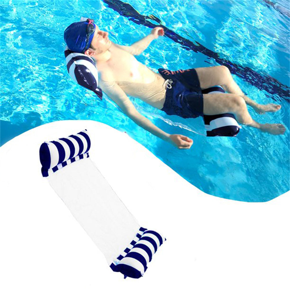 Inflatable Pool Floats Hammock Portable Water Hammock Unisex Pool Float with a Manual Air Pump Striped Multi-Purpose Swimming Water Floating Rafts Dark Blue Mountdog