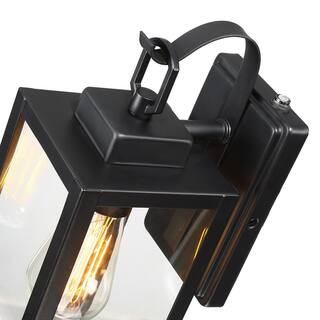 Uixe 1-Light Matte Black Hardwired Outdoor Wall Lantern Sconce Dusk to Dawn Sensor with Clear Glass (1-Pack） SSL-12151-PC