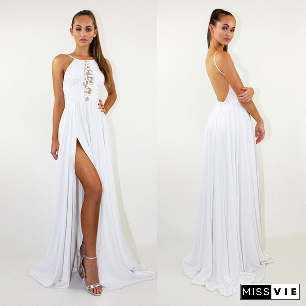 New Fashion Sexy Lace Long Maxi Prom Cocktail Party Holiday Beach Dress White Red