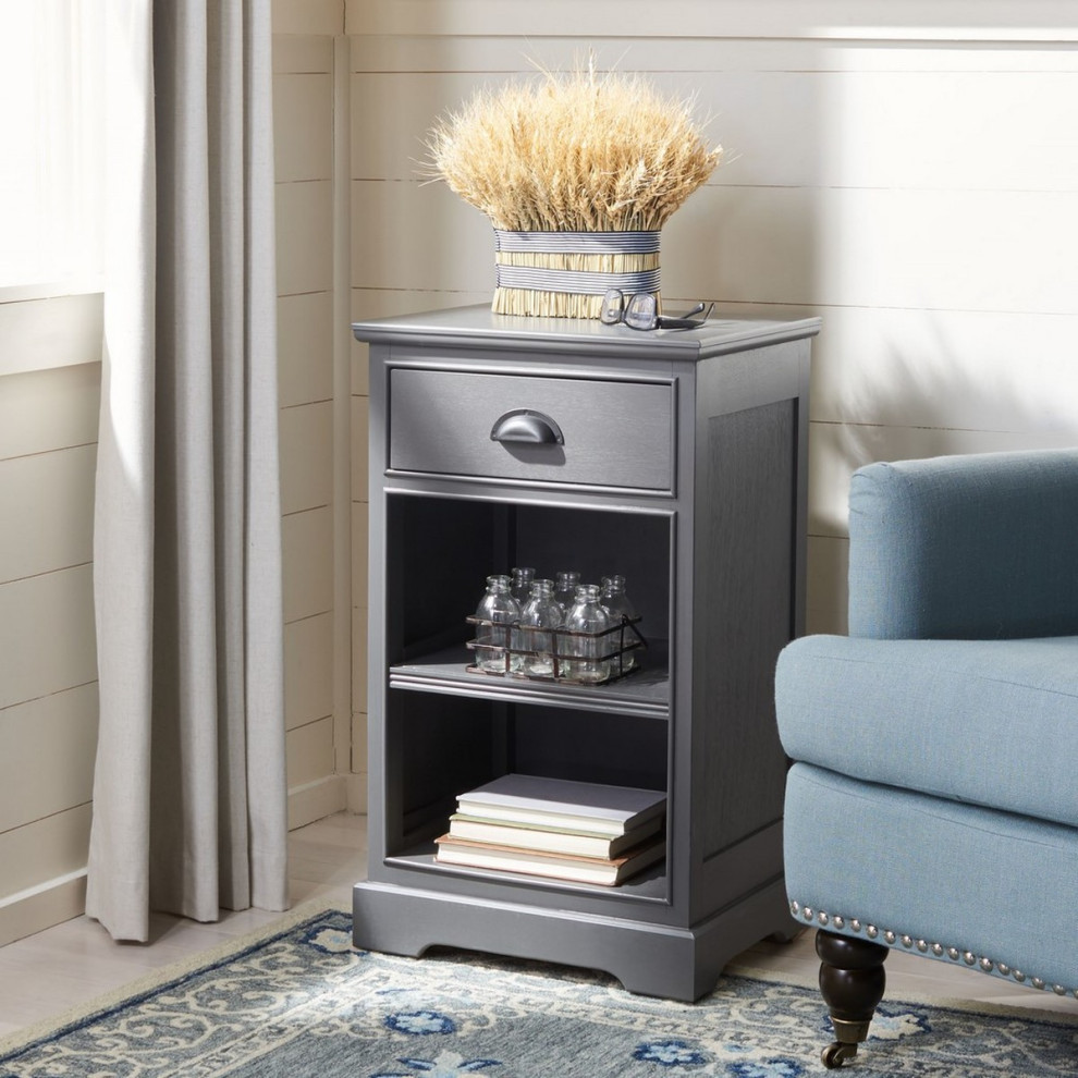 Dawson One Drawer Side Table Gray   Traditional   Side Tables And End Tables   by AED Luxury Home Decor  Houzz