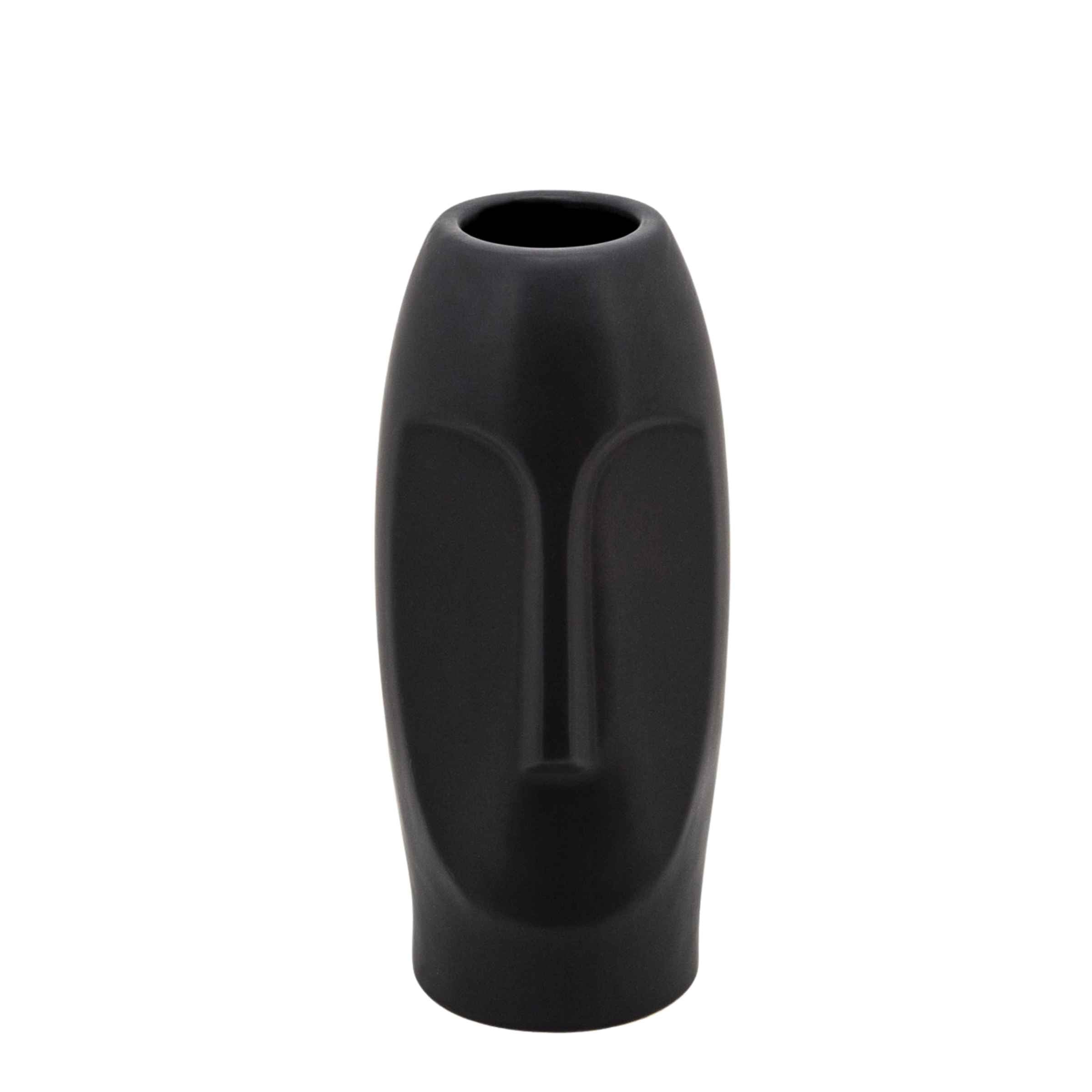 Face Ceramic Vase 25 Cm - Black 15762-02