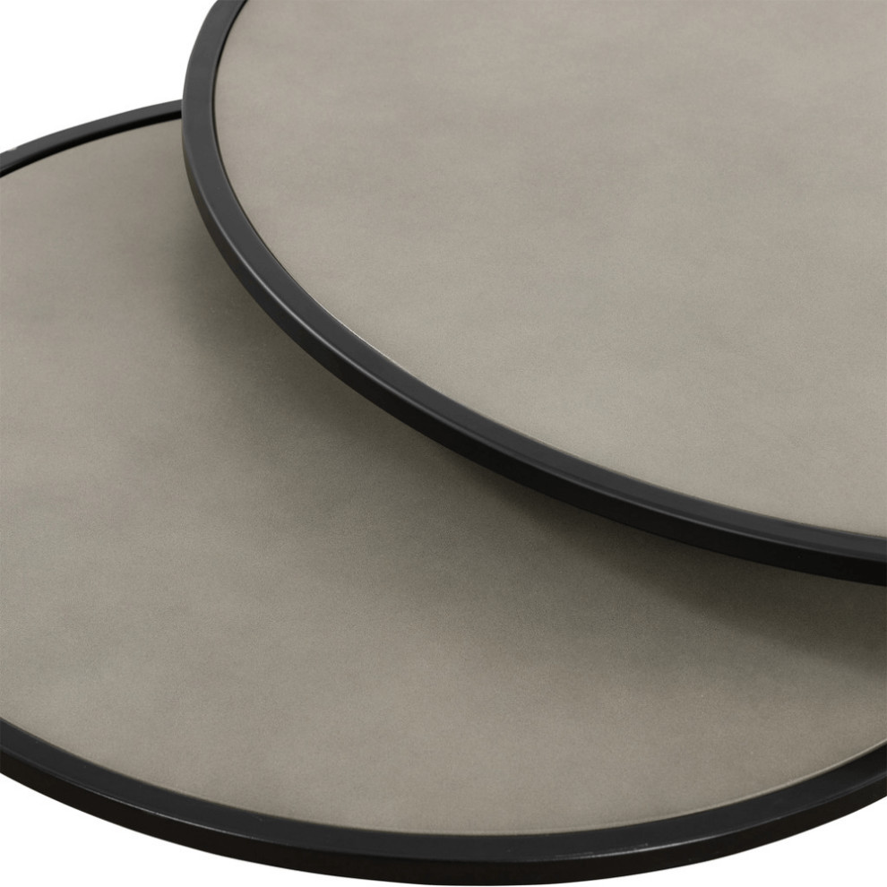 Set of Two 32 quotMedium Gray And Black Concrete Round Nested Coffee Tables   Coffee Tables   by HomeRoots  Houzz