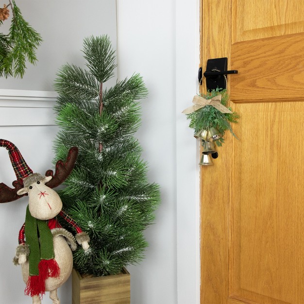 Gold Bells Christmas Door Hanger With Burlap Bow