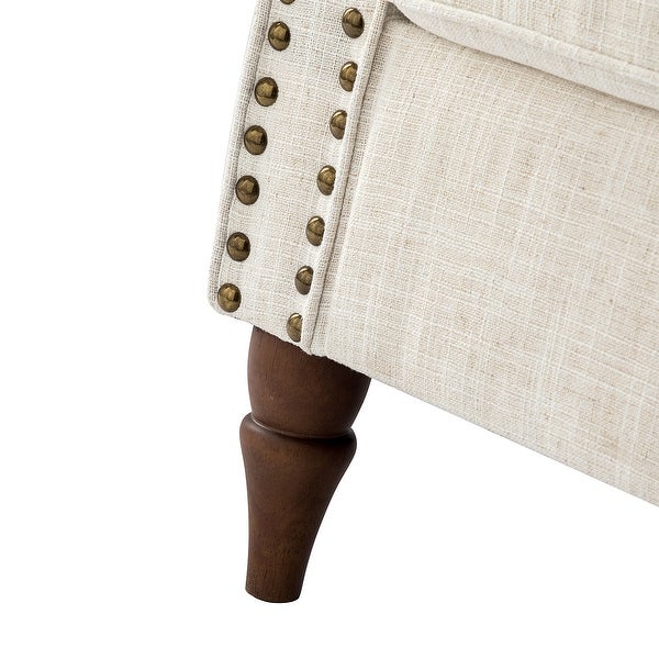 Nyctelius Upholstered Comfy Accent chair with Classic Turned Wooden Legs and Nailhead Trim by HULALA HOME