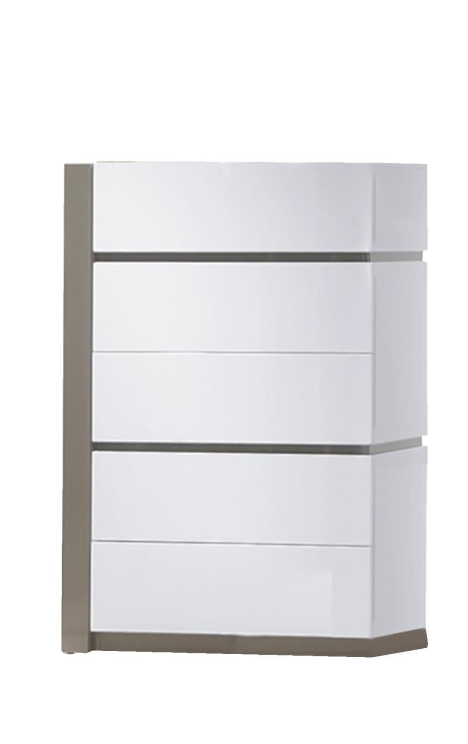 5 Drawer Chest Modern Vertical Dresser Gray, White