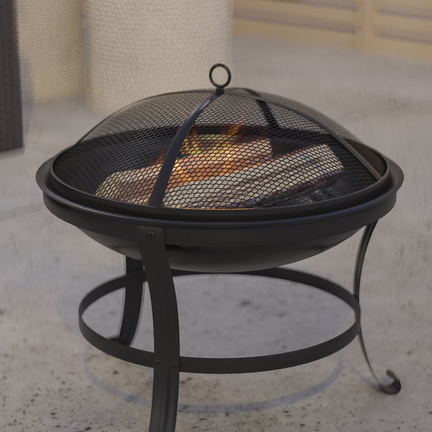 Fire Pit For Patio Backyard Camping Picnics With Spark Screen And Poker