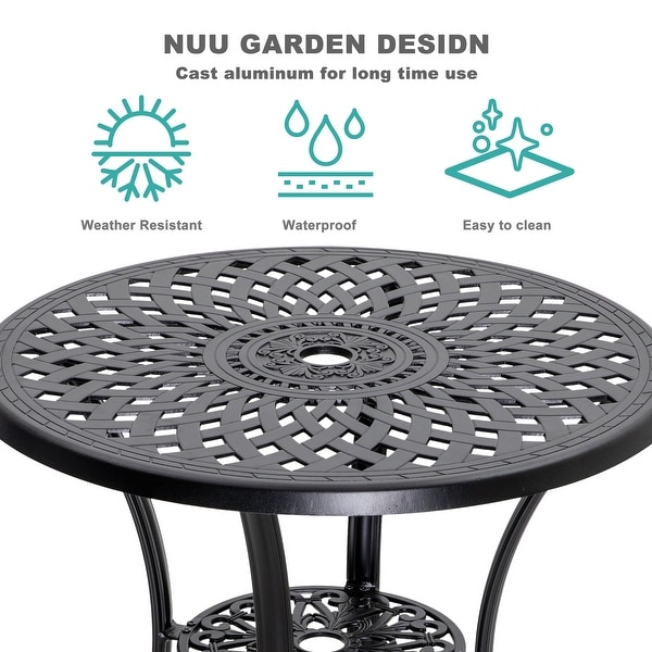 NUU Garden Outdoor 3 Pieces Cast Aluminum Bistro Set