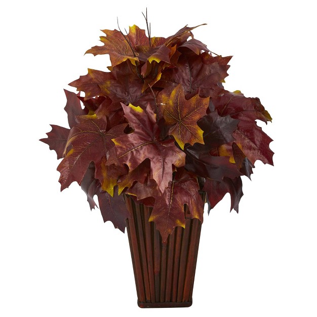 Nearly Natural 19 in Autumn Maple Leaf Artificial Plant In Decorative Planter