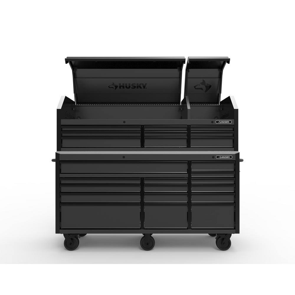 Husky Heavy-Duty 72 in. x 23 in. D 24-Drawer Matte Black Mobile Workbench with Top Chest H72MWC15CH9BLK