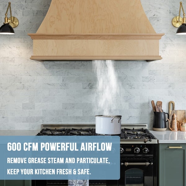 30/36 in. 3-Speeds 600CFM Ducted Insert/Built-in Range Hood， Ultra Quiet in Stainless Steel with Dimmable Lights