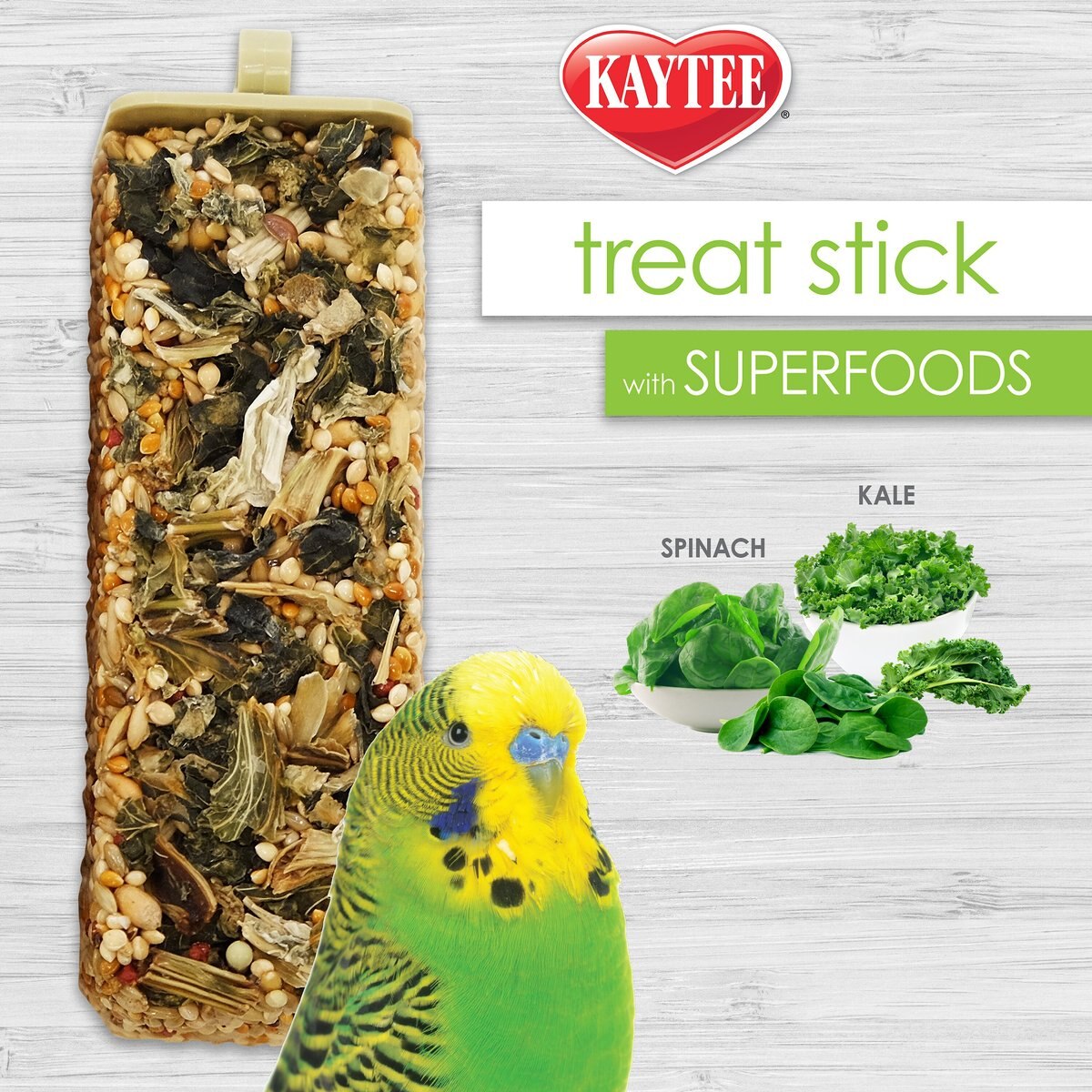 Kaytee Avian Superfood Treat Stick Spinach and Kale Bird Treat， 5.5-oz bag