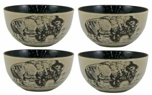 1 Pack Of 4 American Bison Abstract Art Bowl Set  EBR02