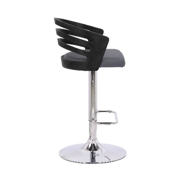 Adjustable Barstool with Curved Open Low Wooden Back - 19 L X 19 W X 44 H Inches