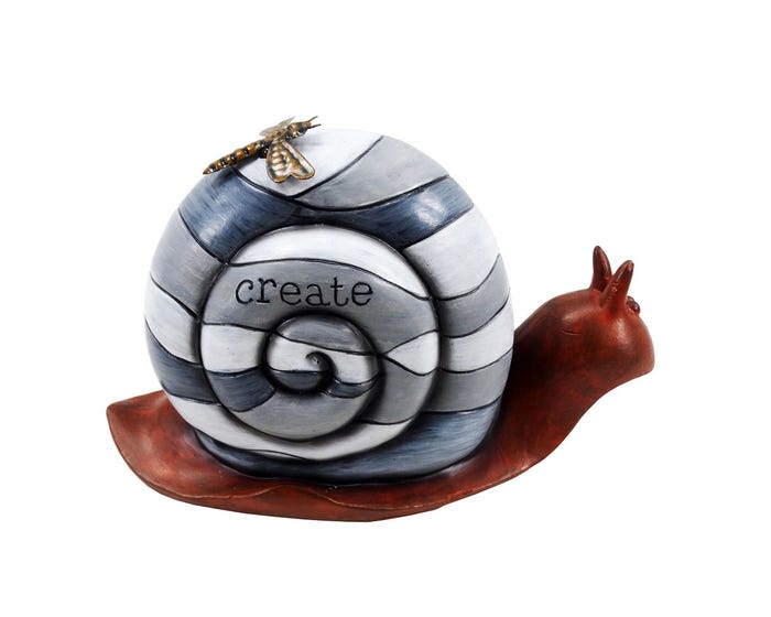 Alpine Solar Gray-toned Snail  Create Décor with Cool White LED Lights - WQA1600