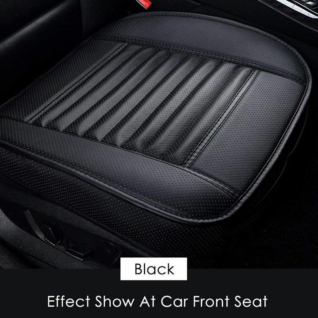 Black Car Seat Cushion Covers 1PC Breathable Car Interior Front Seat Cover Cushion Pad Mat for Auto Supplies Office Chair with PU Leather