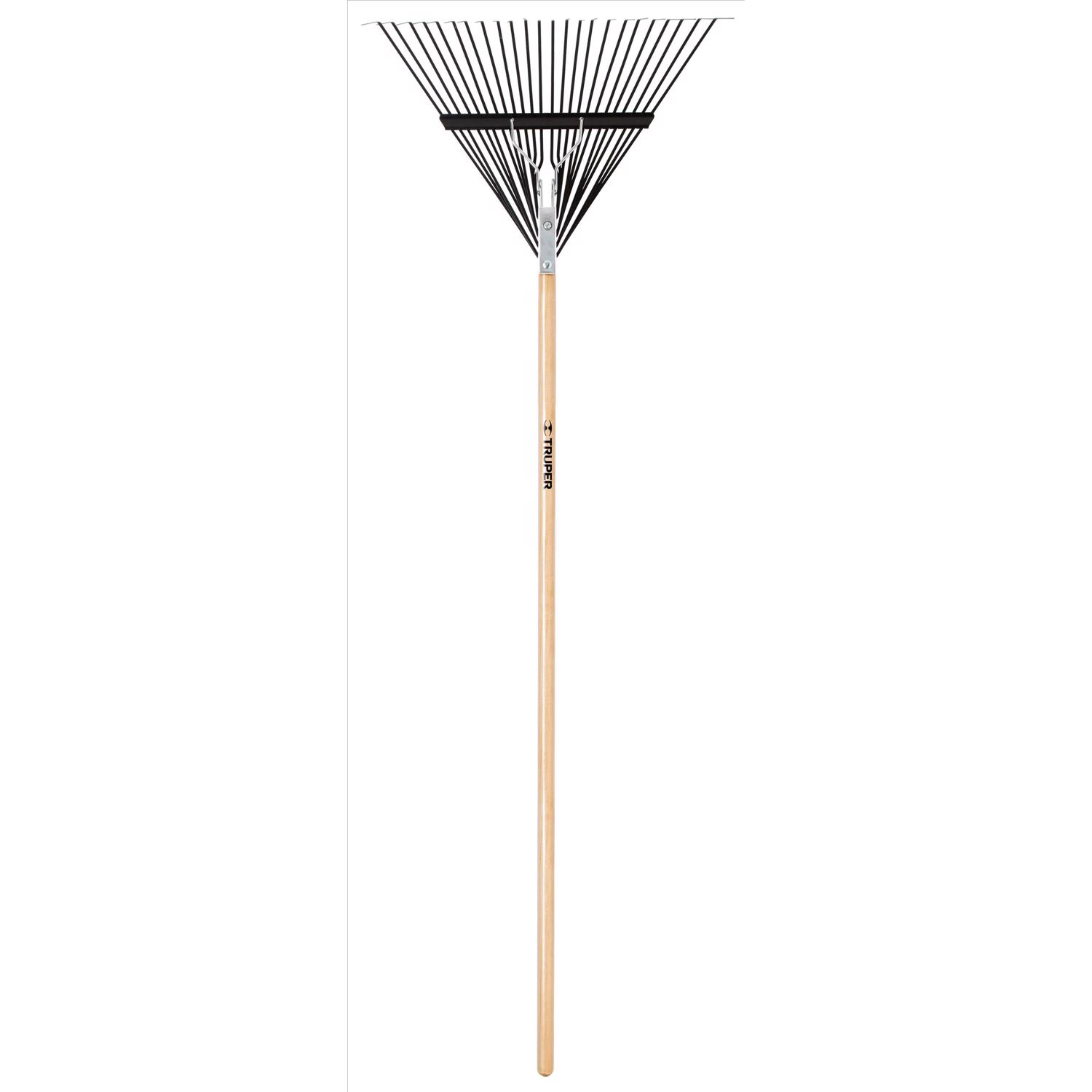 Truper 64.5 in. 24 Tine Steel Leaf Rake Wood Handle