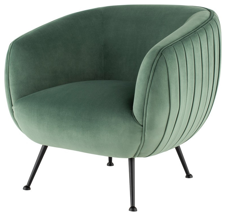 Maimun Occasional Chair Moss Velour Seat Matte Black   Midcentury   Armchairs And Accent Chairs   by V.S.D Furniture  Houzz