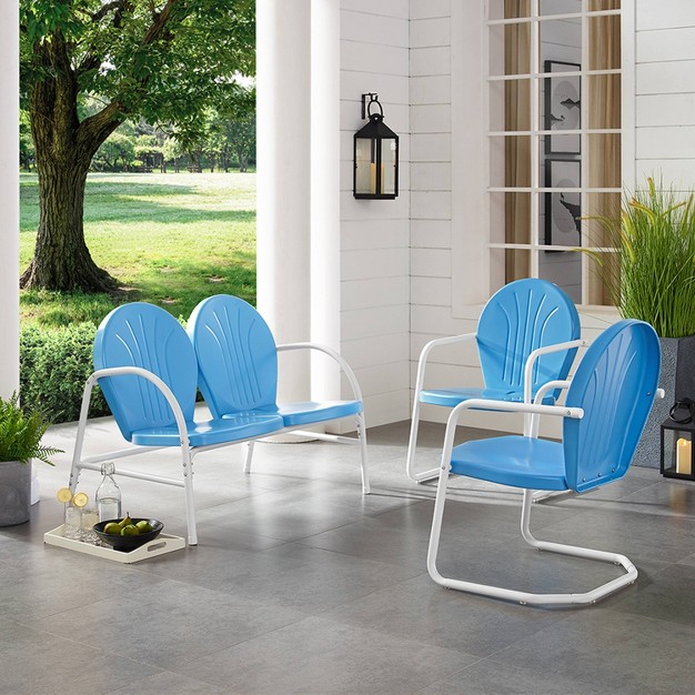 Griffith 3pc Outdoor Seating Set Sky Blue Crosley