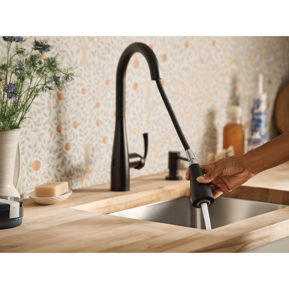 MOEN Essie Touchless Single-Handle Pull-Down Sprayer Kitchen Faucet with MotionSense Wave and Power Clean in Matte Black 87014EWBL