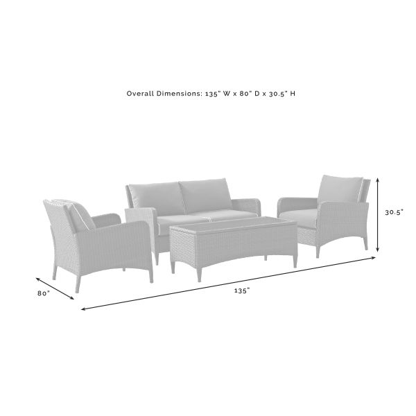 Kiawah 4Pc Outdoor Wicker Conversation Set