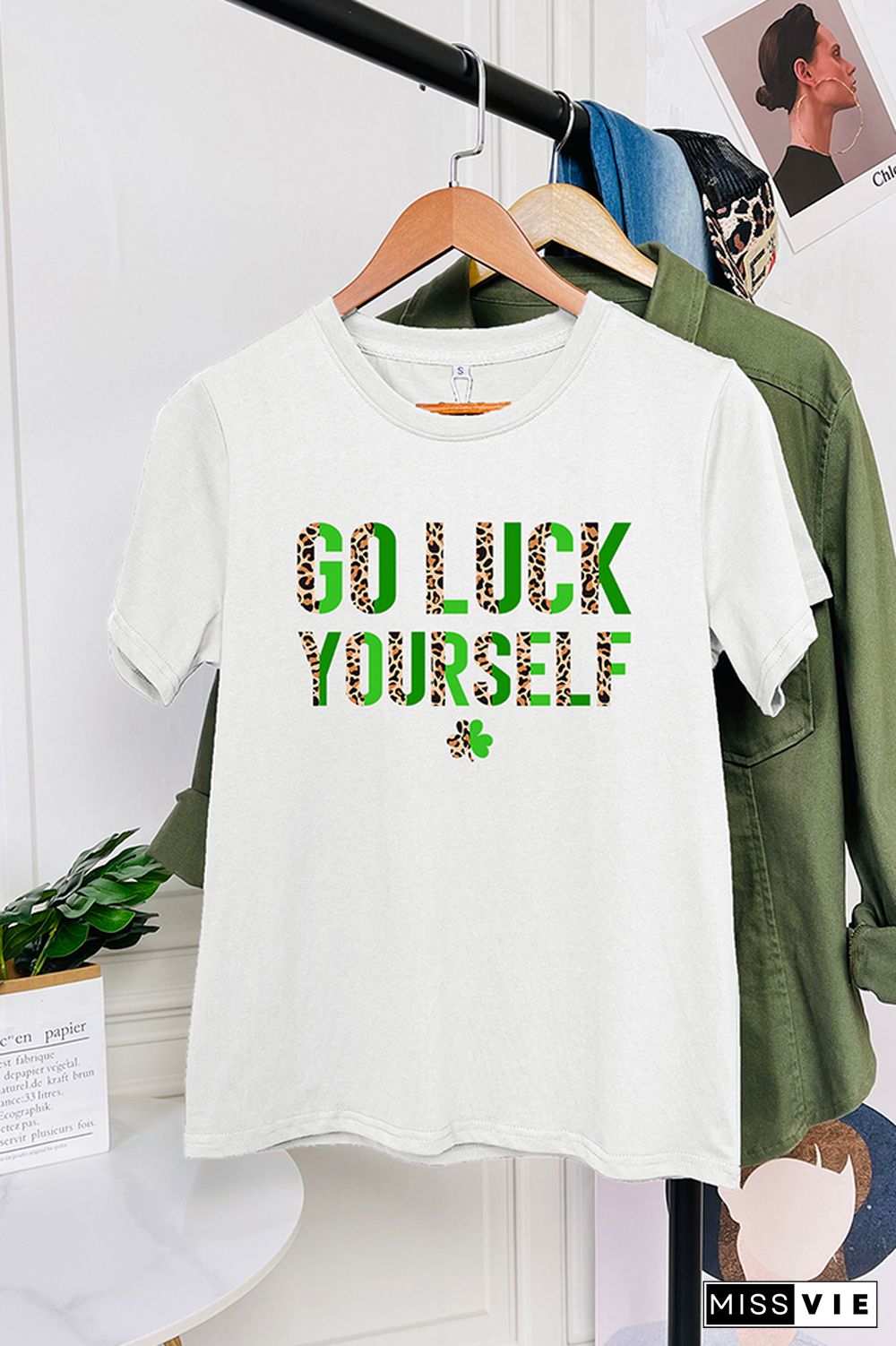 Go Luck Yourself Print Short Sleeve Graphic Tee Wholesale