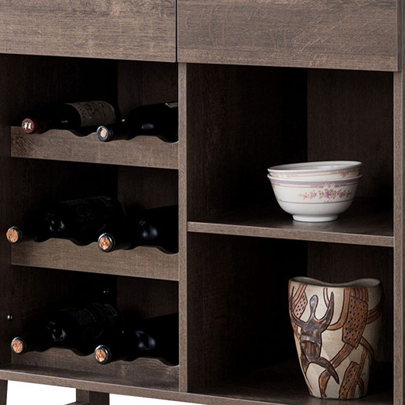 Stylish Wooden Wine Cabinet with Sled Legs and Spacious Storage， Brown