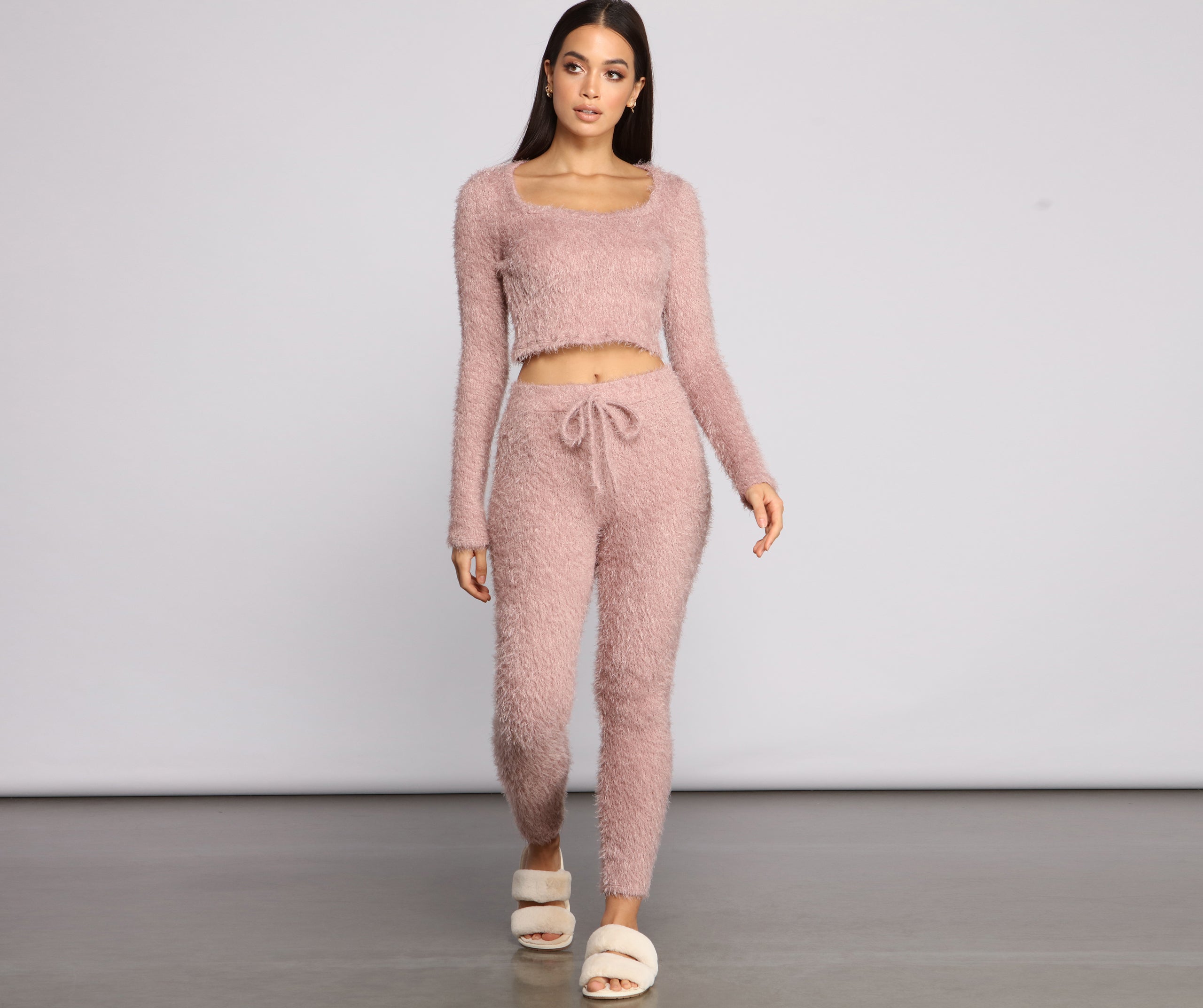 Long Sleeve Eyelash Knit Pajama Top