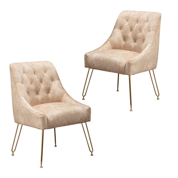 2 pcs Velvet Upholstered Accent Chairs - N/A