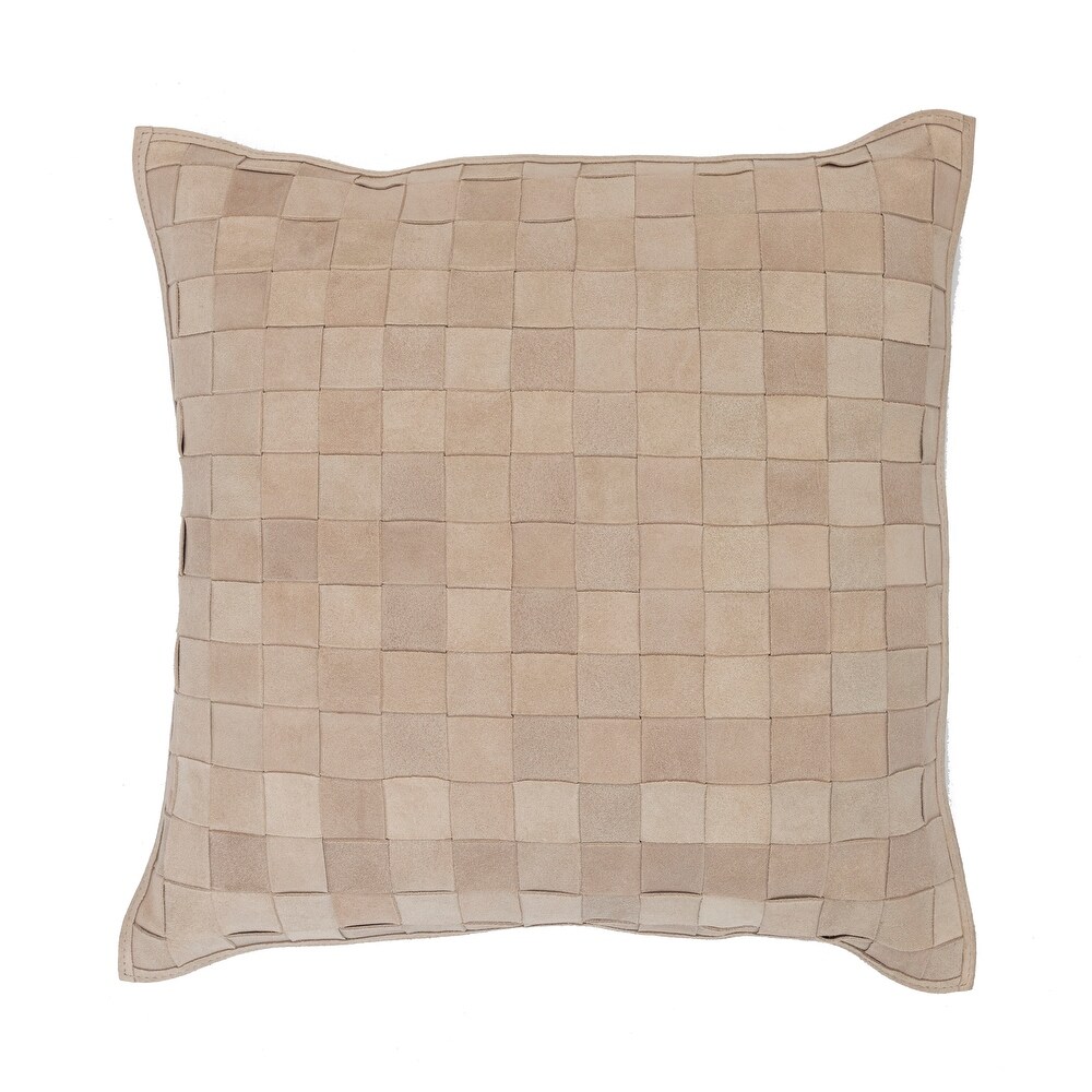 Entryways Basketweave Suede Indoor Accent Pillow 18 in Square