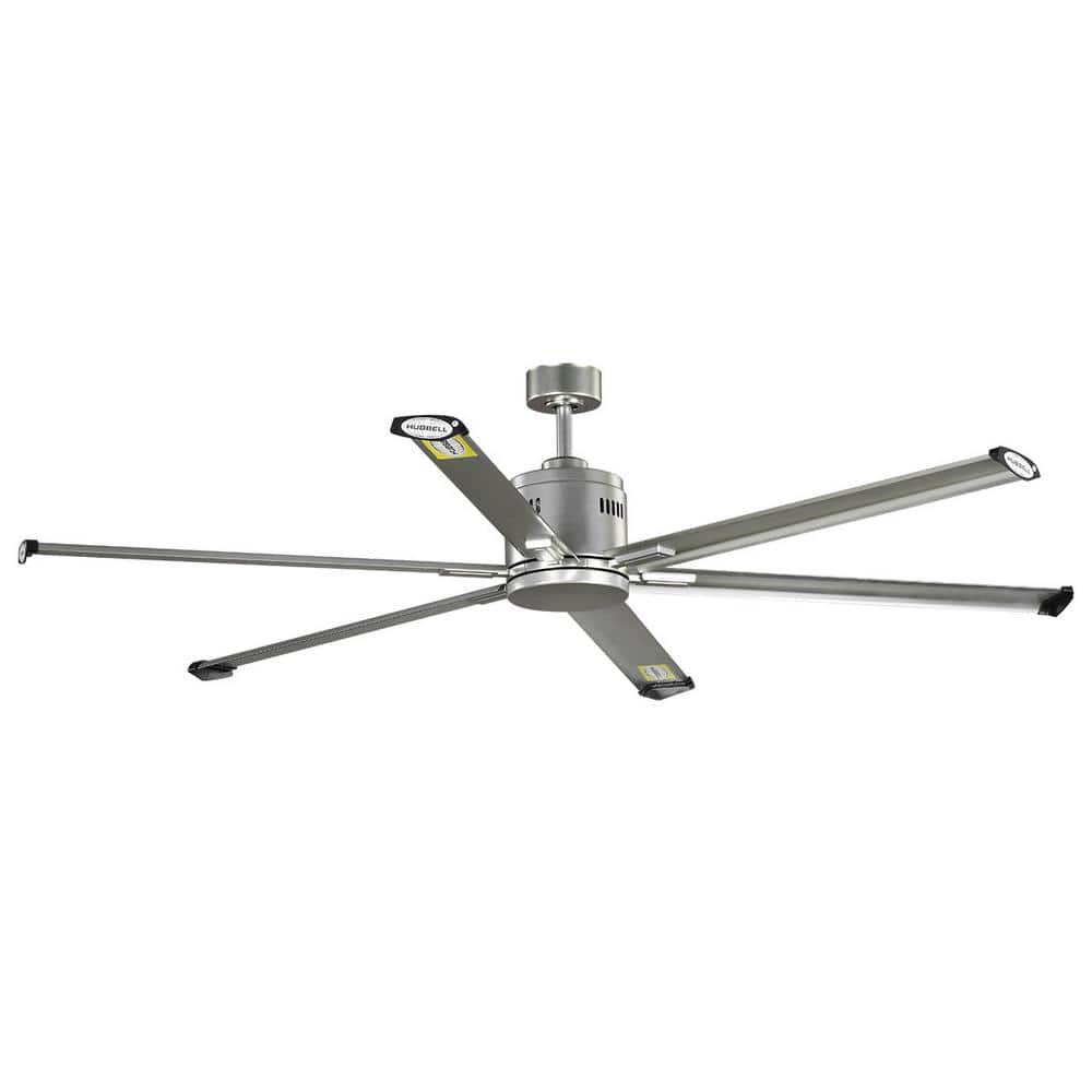 Hubbell Lighting Hubbell Industrial 72 in SixBlade IndoorOutdoor Nickel Dual Mount Ceiling Fan with Wall Control