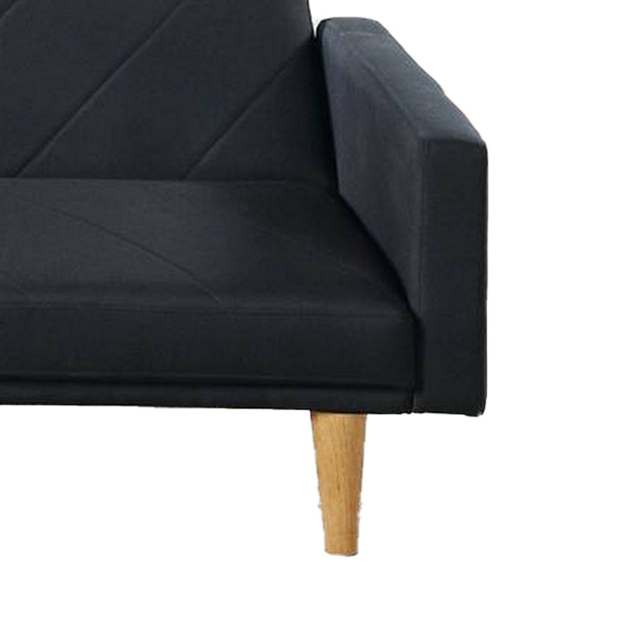 Fabric Adjustable Sofa with Chevron Pattern and Splayed Legs, Black- Saltoro Sherpi