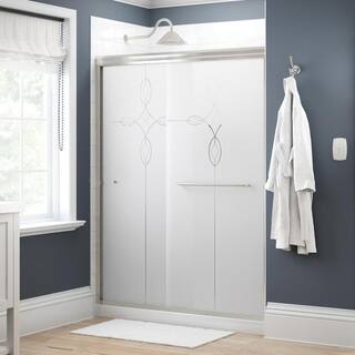 Delta Simplicity 60 in. x 70 in. Semi-Frameless Traditional Sliding Shower Door in Nickel with Tranquility Glass 1118066