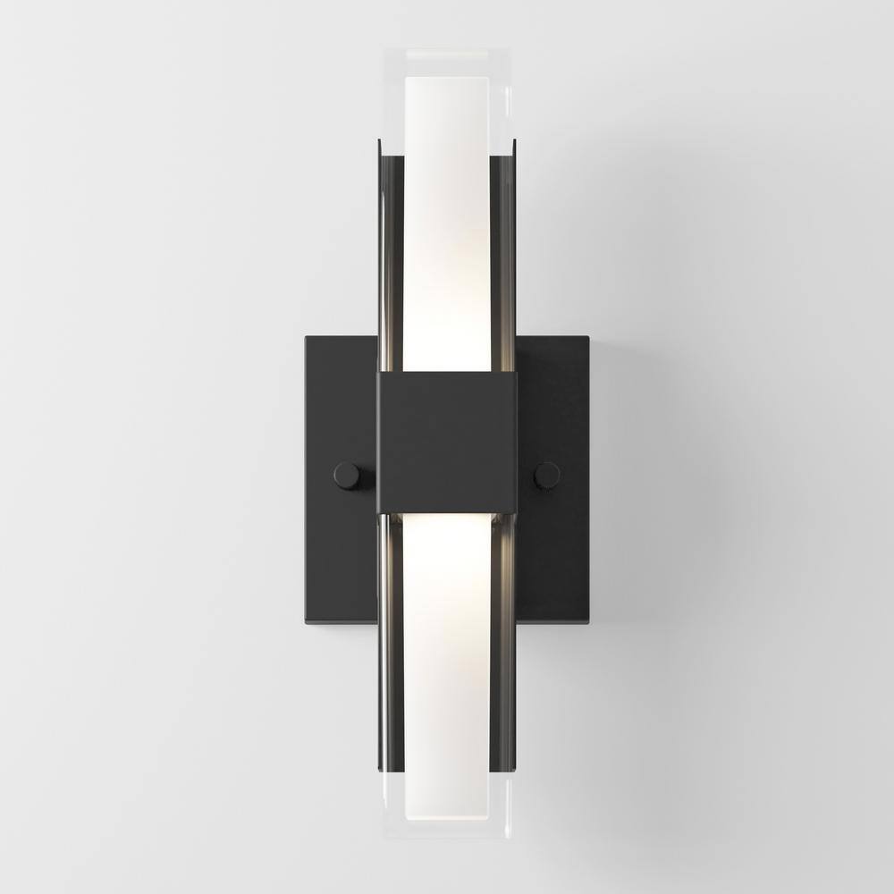 Artika Gemini Black Modern 3 CCT Integrated LED Outdoor Hardwired Garage and Porch Light Lantern Sconce OUT-GEC-MB