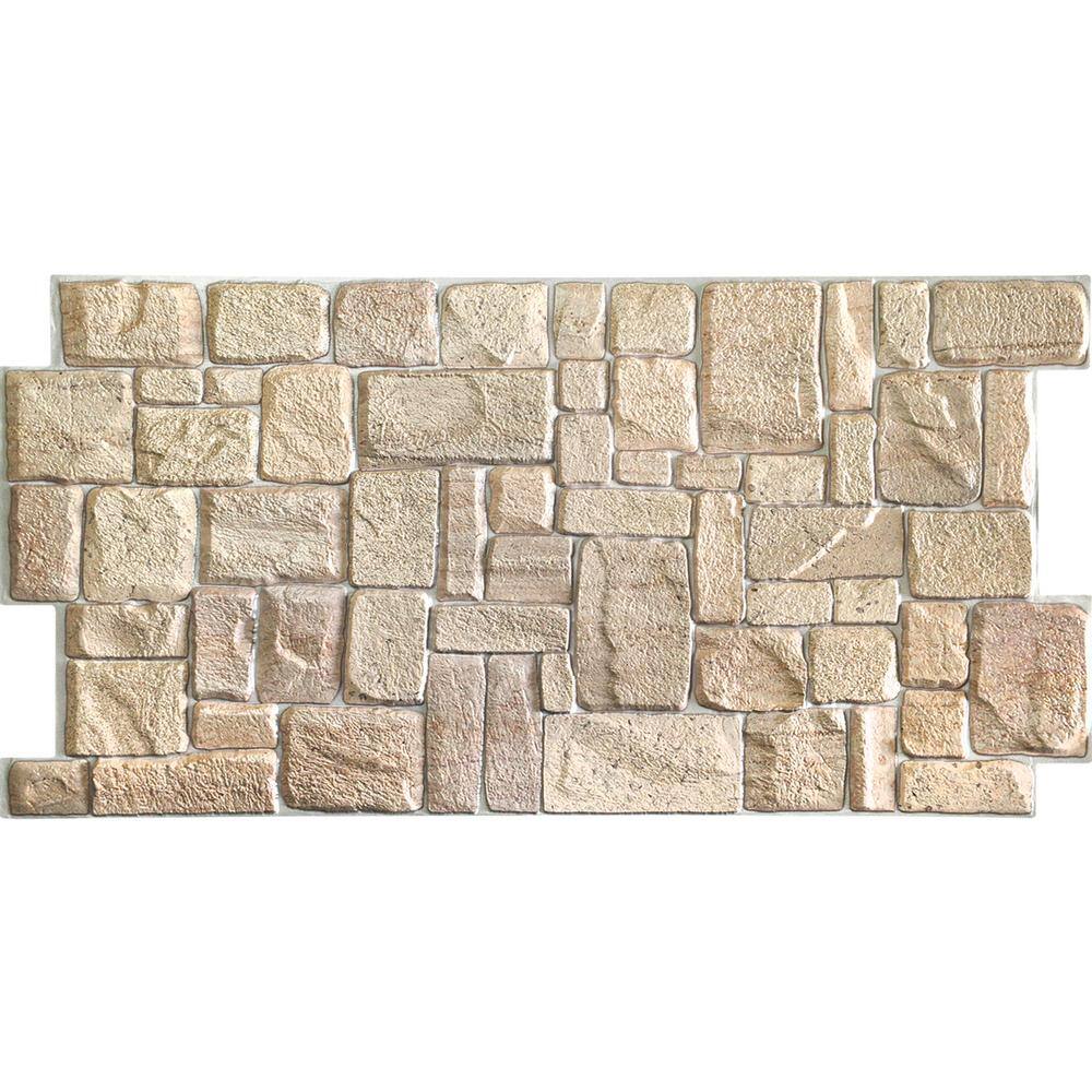 Dundee Deco 3D Falkirk Retro 1100 in. x 39 in. x 20 in. Beige Faux Limestone PVC Decorative Wall Paneling (10-Pack) GRHDTP10009506-10